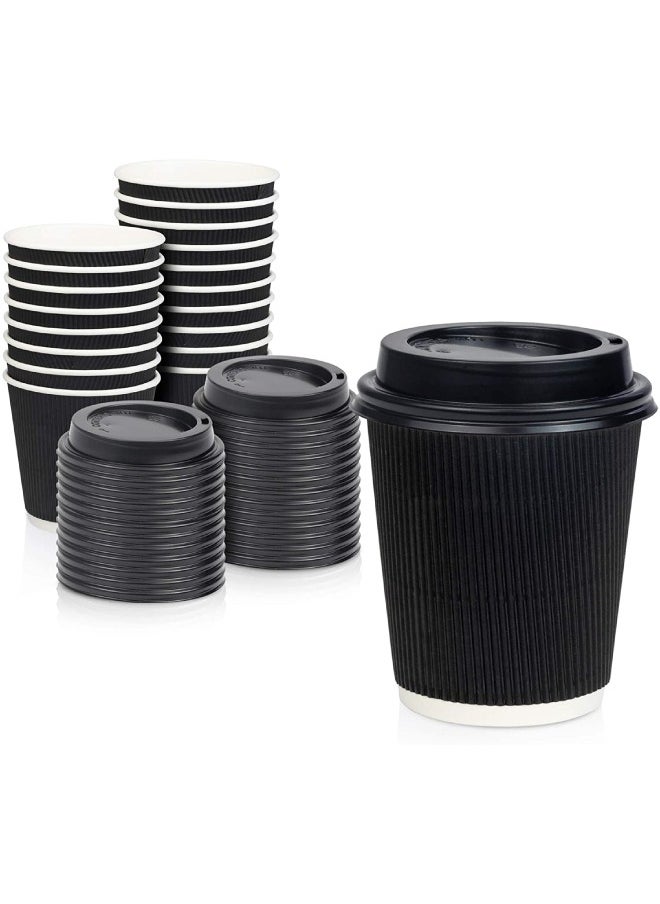 SNH Packing - Disposable Ripple Coffee Cup 8 Oz With Lid Suitable For Home, Office, Restaurants Use Pack of 50 Pieces - Image 1