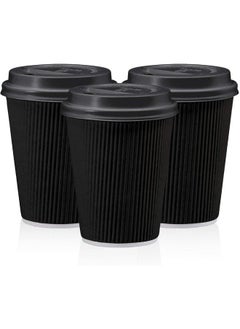 Disposable Ripple Coffee Cup 8 Oz With Lid Suitable For Home, Office, Restaurants Use Pack of 50 Pieces