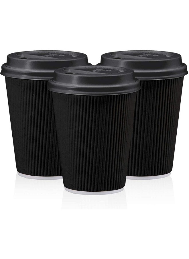 SNH Packing - Disposable Ripple Coffee Cup 8 Oz With Lid Suitable For Home, Office, Restaurants Use Pack of 50 Pieces - Image 1