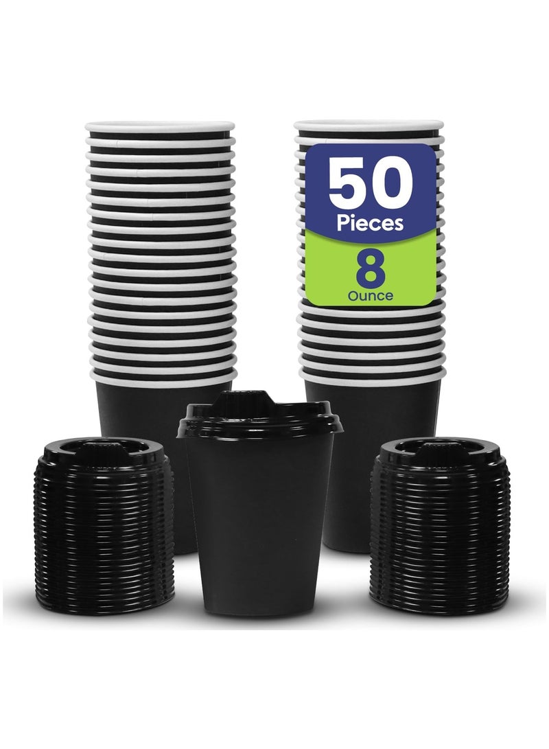إس إن إتش باكينج كوب قهوة تموج 8 أونصة مع غطاء مناسب للمنزل والمكتب والمطاعم ، عبوة من 50 قطعة - Image 1