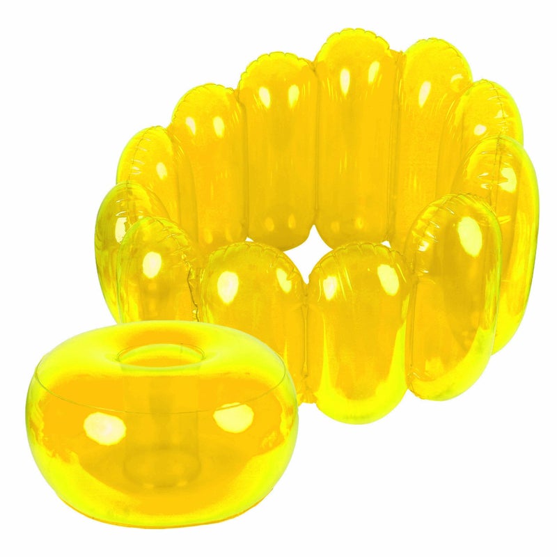 Baerkian Jelly Inflatable Chair, The Jelly Collection, Portable Blow Up Couch, Inflatable Sofa Seat Furniture for Home Yard Patio Camping (Yellow) - Image 3