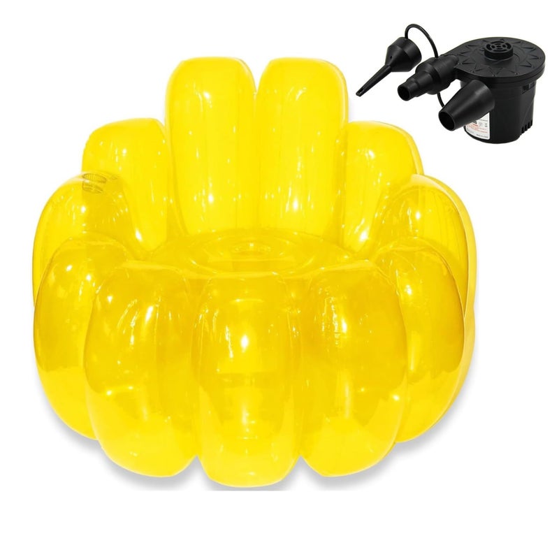 Baerkian Jelly Inflatable Chair, The Jelly Collection, Portable Blow Up Couch, Inflatable Sofa Seat Furniture for Home Yard Patio Camping (Yellow) - Image 1