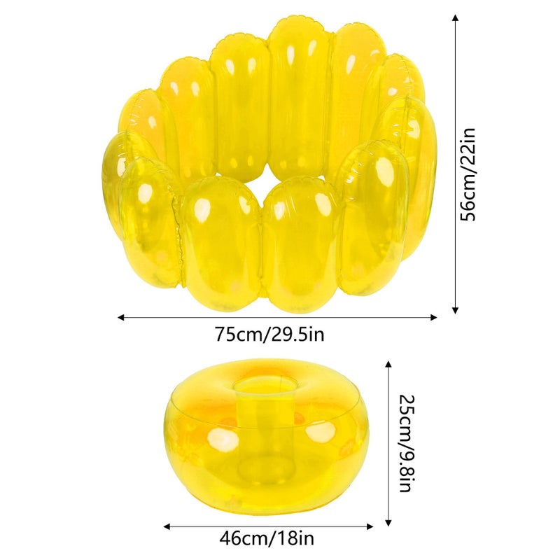 Baerkian Jelly Inflatable Chair, The Jelly Collection, Portable Blow Up Couch, Inflatable Sofa Seat Furniture for Home Yard Patio Camping (Yellow) - Image 4