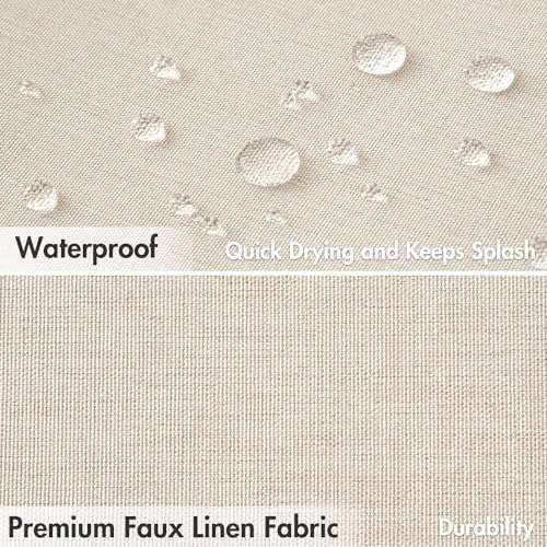 MIULEE Beige Scalloped Shower Curtain Linen Textured with 12 Metal Hooks Cute Heavy Duty Washable Waterproof Neutral Thick Cloth Shower Curtains with Black Border for Bathroom Bathtub,W72*L72 Cream - Image 4