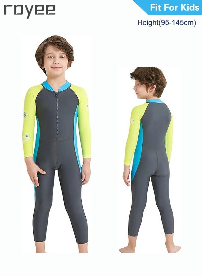 Royee Summer New Children's long sleeved one-piece swimsuit, Outdoor Quick Drying Sun Protection Swimsuit, Small and Medium-sized Children's Jellyfish Suit, Suitable for Boys and Girls Aged 3-12 - Image 1