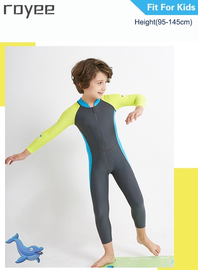 Royee Summer New Children's long sleeved one-piece swimsuit, Outdoor Quick Drying Sun Protection Swimsuit, Small and Medium-sized Children's Jellyfish Suit, Suitable for Boys and Girls Aged 3-12 - Image 4