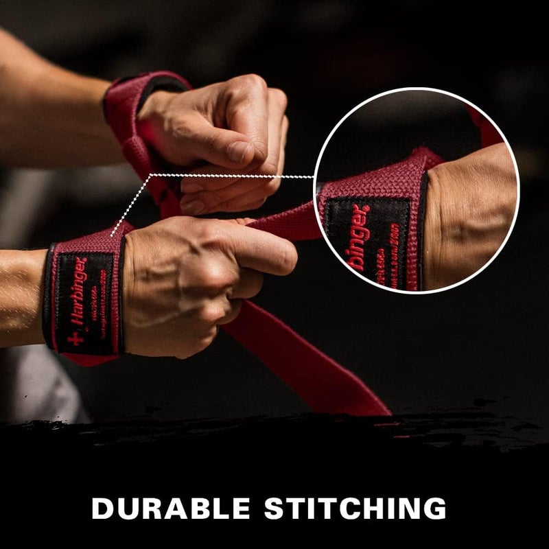 Harbinger Padded Cotton Lifting Strap, Neoprene Wrist Support for heavy Duty Weightlifting, Bodybuilding, Strength Training Gym Fitness - Image 3