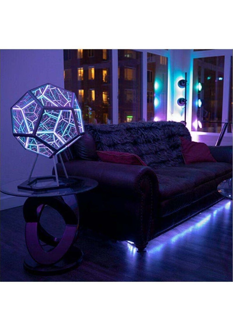 عام مصباح ليلي بشكل مكعب عديم النهاية، بألوان مبتكرة وجذابة، مناسب لتزيين الأثاث والتثبيت على الطاولة كمصباح أو للاحتفالات، مصمم بشكل يحقق الأحلام ومتعدد الألوان لغرفة النوم وغرف الأطفال. - Image 1