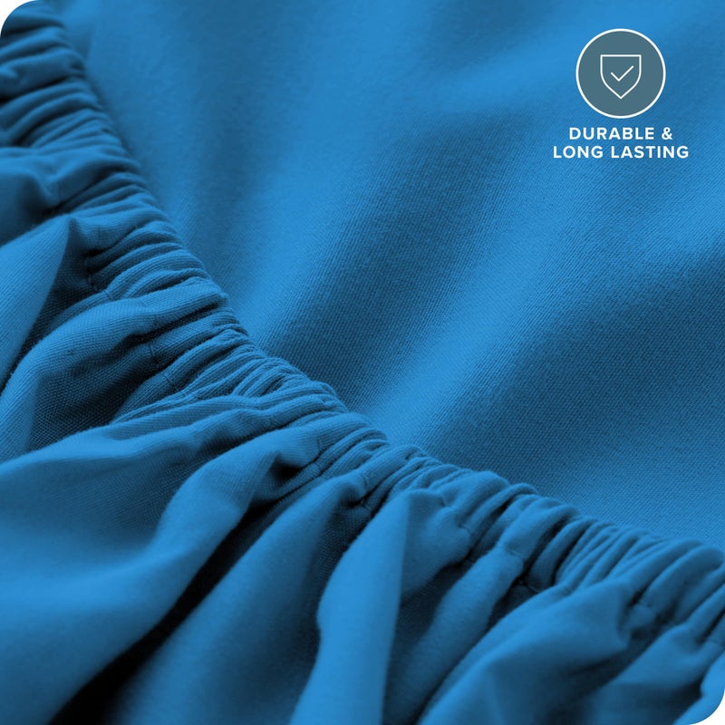 Bare Home Bare Home Fitted Bottom Sheet Twin XL Size - Premium 1800 Microfiber - Ultra-Soft Hotel Luxury - Deep Pocket - Durable and Long Lasting (Twin XL  Medium Blue)  - Image 5
