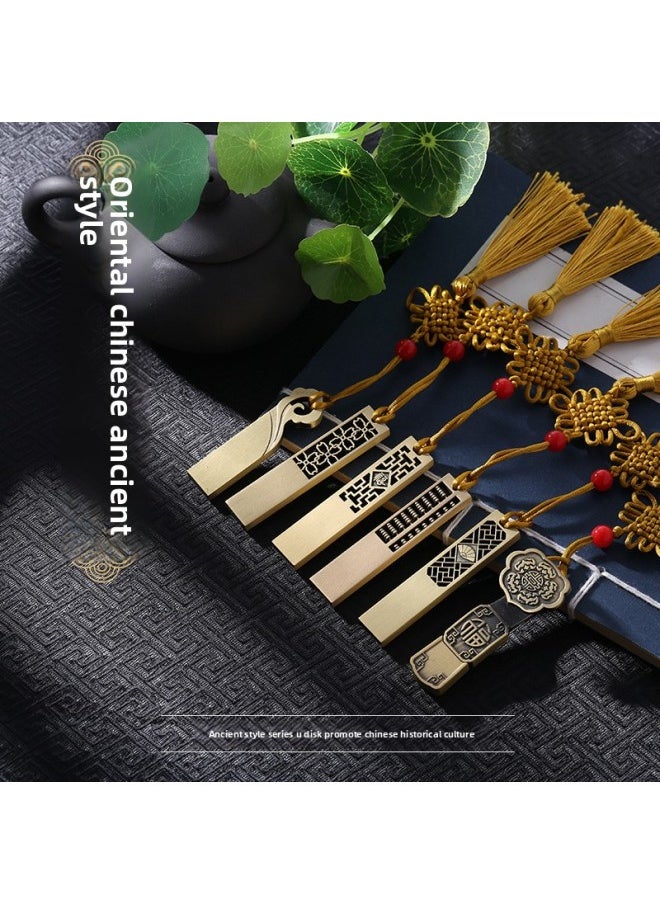 Chinese Style U Disk Retro Four-leaf Clover Copper Money Ruyi Exhibition Festive Gift U Disk Wedding Bidding U Disk Wholesale-Color:Window (gift Box Packaging)-Capacity:64GB  - Image 2