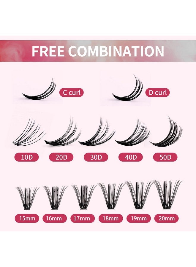 FADVAN Lash Clusters 240Pcs Individual Lashes 40D 50D 1520Mm Mixed D Curl 0.07 Cluster Lashes Natural Soft Wispy False Eyelashes Diy Eyelash Extensions At Home By Fadvan (40D+50D0.07D 1520Mm) - Image 4