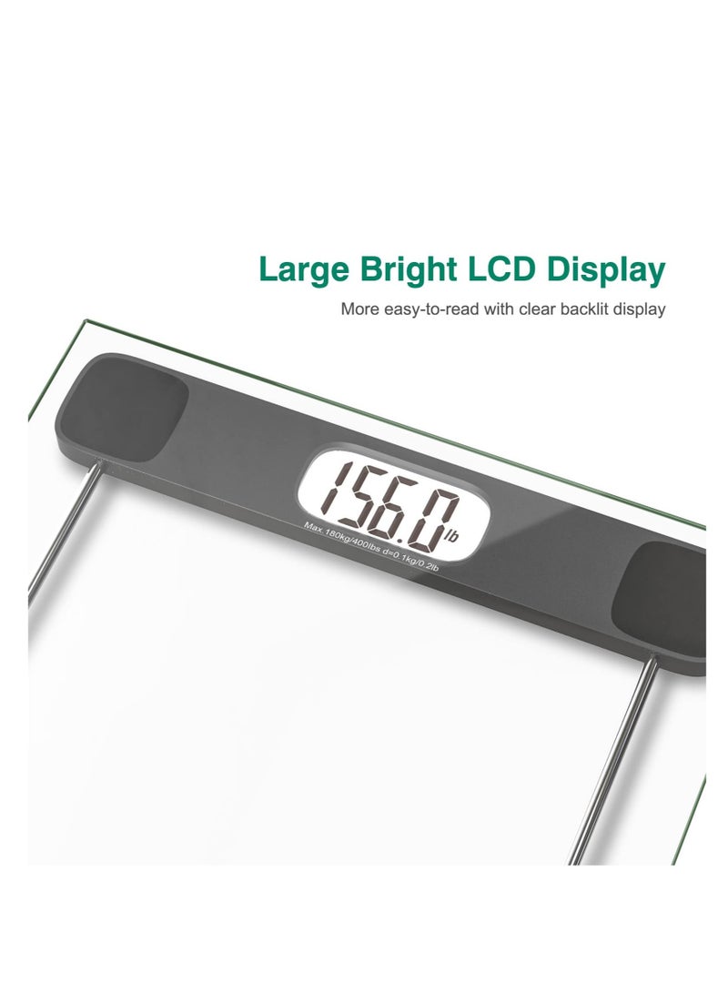SYOSI Excefore Digital Bathroom Scale for Body Weight, Accurate Weighing Scale High Precision Bath Scale for People with Step-On Technology, LCD Display, 400lbs, Batteries and Tape Measure Included - Image 2