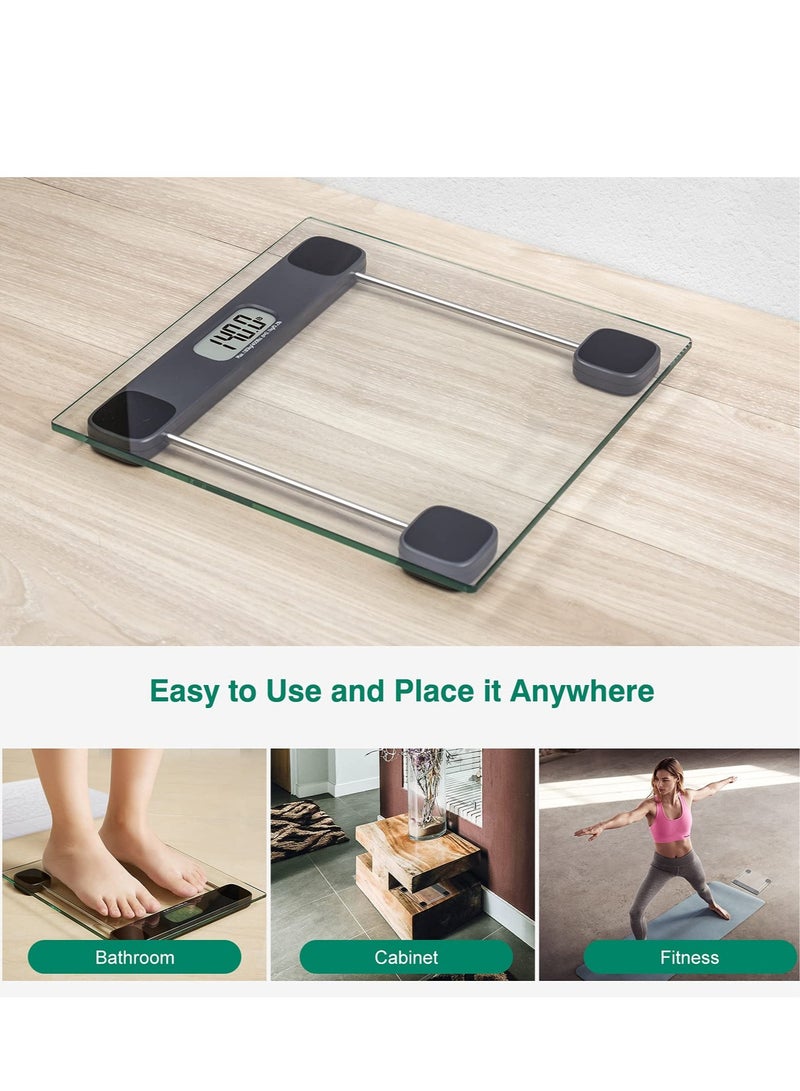 SYOSI Excefore Digital Bathroom Scale for Body Weight, Accurate Weighing Scale High Precision Bath Scale for People with Step-On Technology, LCD Display, 400lbs, Batteries and Tape Measure Included - Image 3