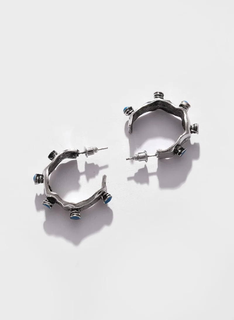 سوهي أقراط ستون مصممة مطلية بالفضة