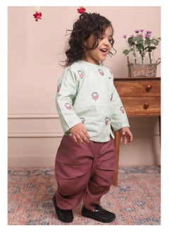 Polka Tots Polka Tots Full Sleeves Rickshaw Embroidery Angrakha with Dhoti - Green  - Image 2