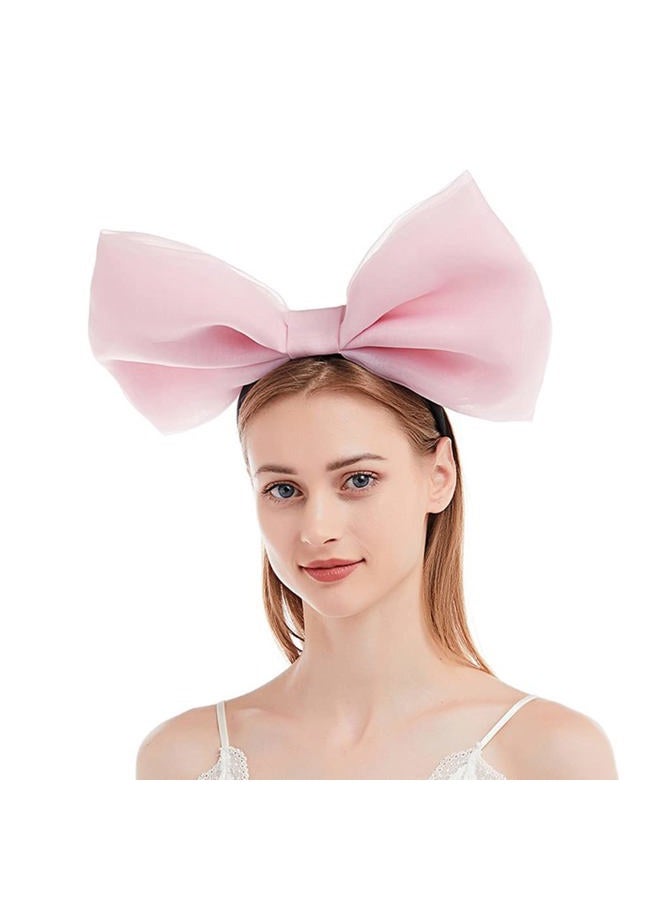 Light Pink Exaggerated Bow Headband Women Holiday Party Performance Props Hairband Hair Accessories - Image 2