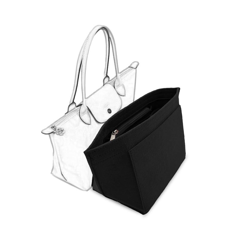 D.DUO Bag Insert Organizer, purse accessories, Suitable For Longchamp long handle tote organizer (Black, Lï¼ˆlong handleï¼‰) - Image 1