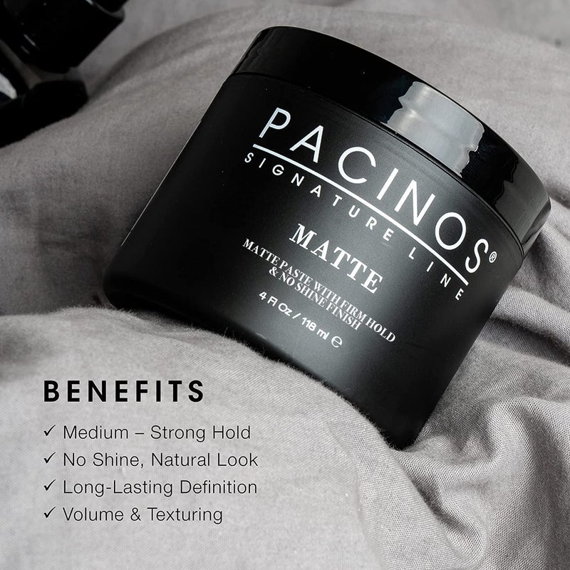 Pacinos Matte Hair Paste - Firm Hold, No Shine, Sculpting & Styling Wax, Long Lasting Definition & Texture, No Flakes, All Hair Types, 4 fl. oz. - Image 2