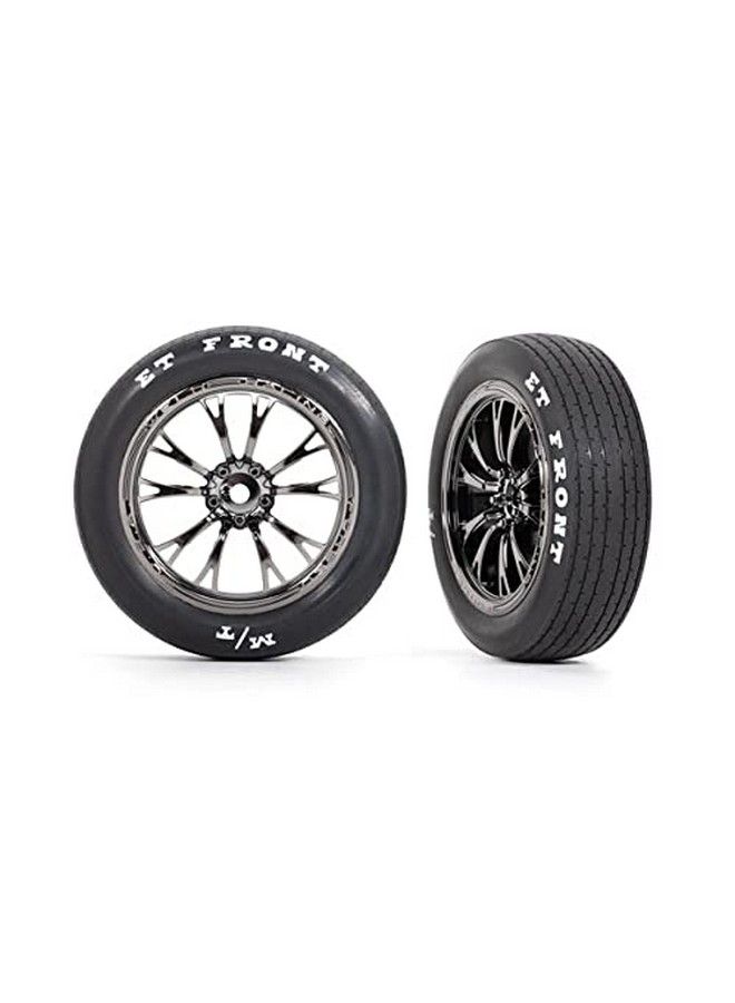 TRAXXAS إطارات وعجلات 9474X مجمعة وملصقة (عجلات كروم سوداء ملحومة بحشوات رغوية) (أمامية) (2) - Image 1