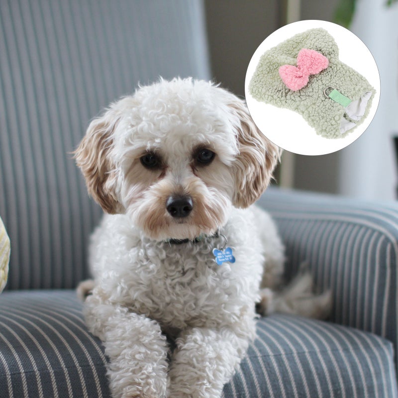 Bowknot Dog Clothes Puppy Dog Pet Clothes Dog Winter Warm Sweater Plush Comfortable Pet Clothes - Image 5