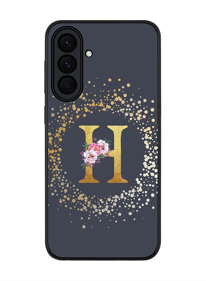 For Samsung Galaxy A37 Case,Slim fit Camera Protection, Shockproof Thin Phone cover  - Custom Monogram Floral - H  (Grey )