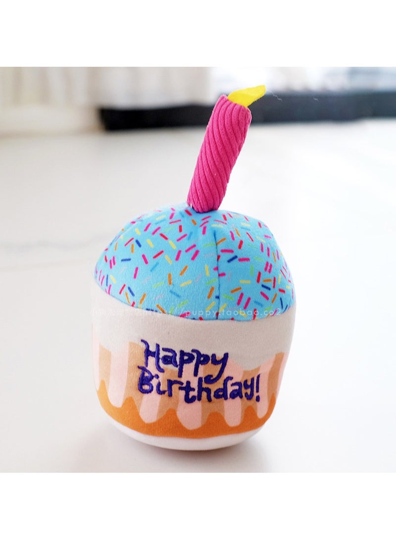 PETSARY Birthday Cake Slice Toys for Dogs and Cats | Soft Stuffed Animal Dog Suit for Small Medium | Squeaky Sound Plush Durable Birthday Party Supplies Gift Chew for Dog (Happy Birthday Slice) - Image 3