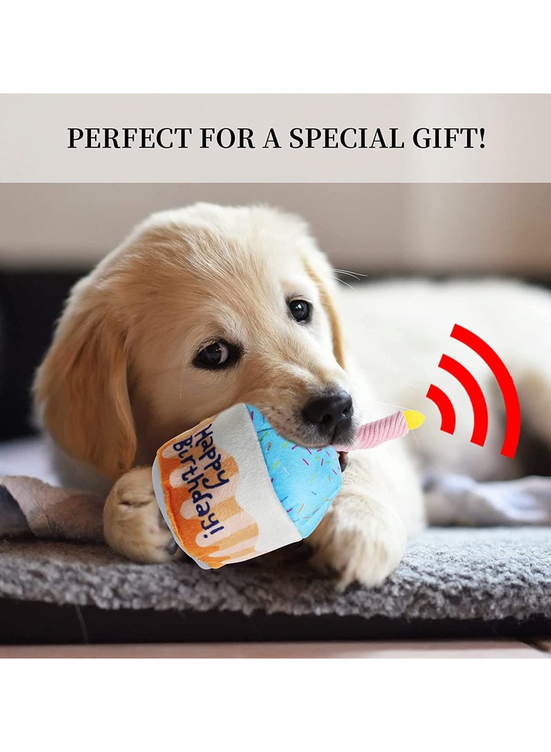 PETSARY Birthday Cake Slice Toys for Dogs and Cats | Soft Stuffed Animal Dog Suit for Small Medium | Squeaky Sound Plush Durable Birthday Party Supplies Gift Chew for Dog (Happy Birthday Slice) - Image 2