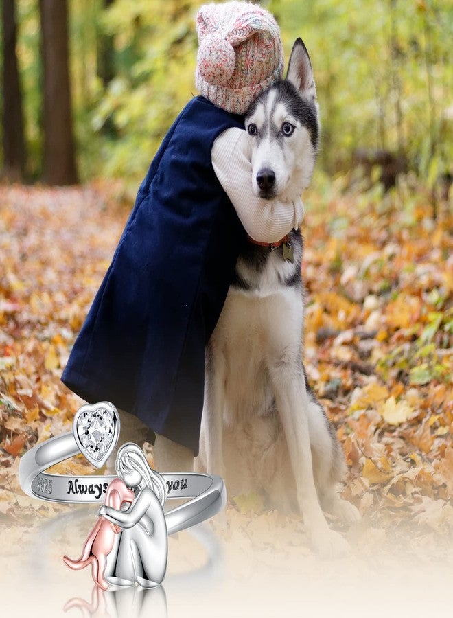 Apotie Sterling Silver Dog Ring for Her Always in My Heart Rings Puppy Mother Day Jewelry Gift for Mom Dog Lover - Image 3