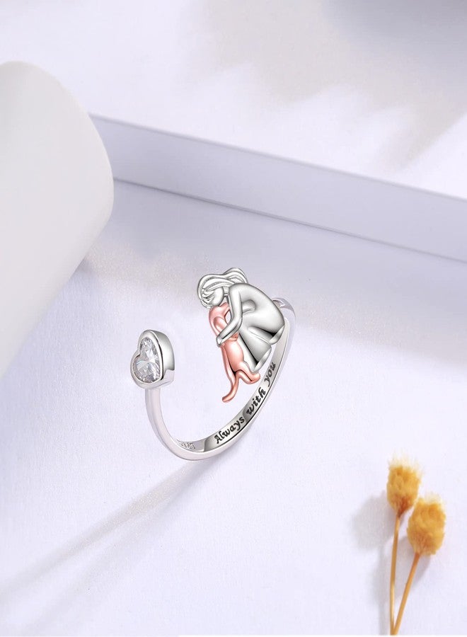 Apotie Sterling Silver Dog Ring for Her Always in My Heart Rings Puppy Mother Day Jewelry Gift for Mom Dog Lover - Image 5