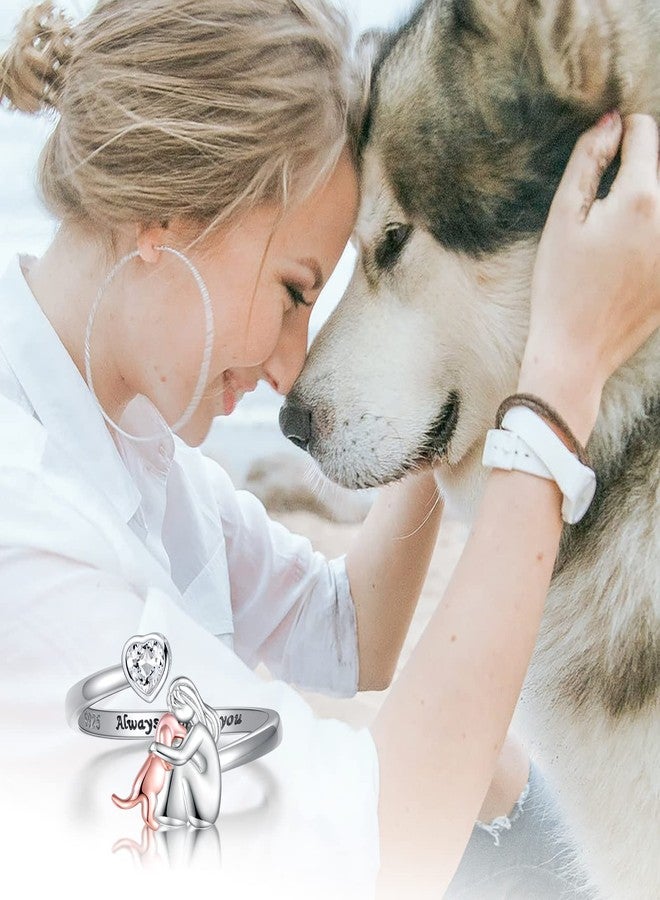 Apotie Sterling Silver Dog Ring for Her Always in My Heart Rings Puppy Mother Day Jewelry Gift for Mom Dog Lover - Image 2