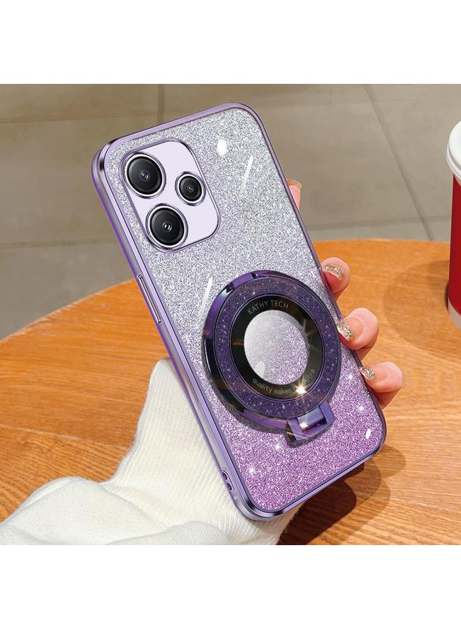 The Bros Case For Redmi 12 5G Plated Gradient Glitter Round Holder TPU Phone Case