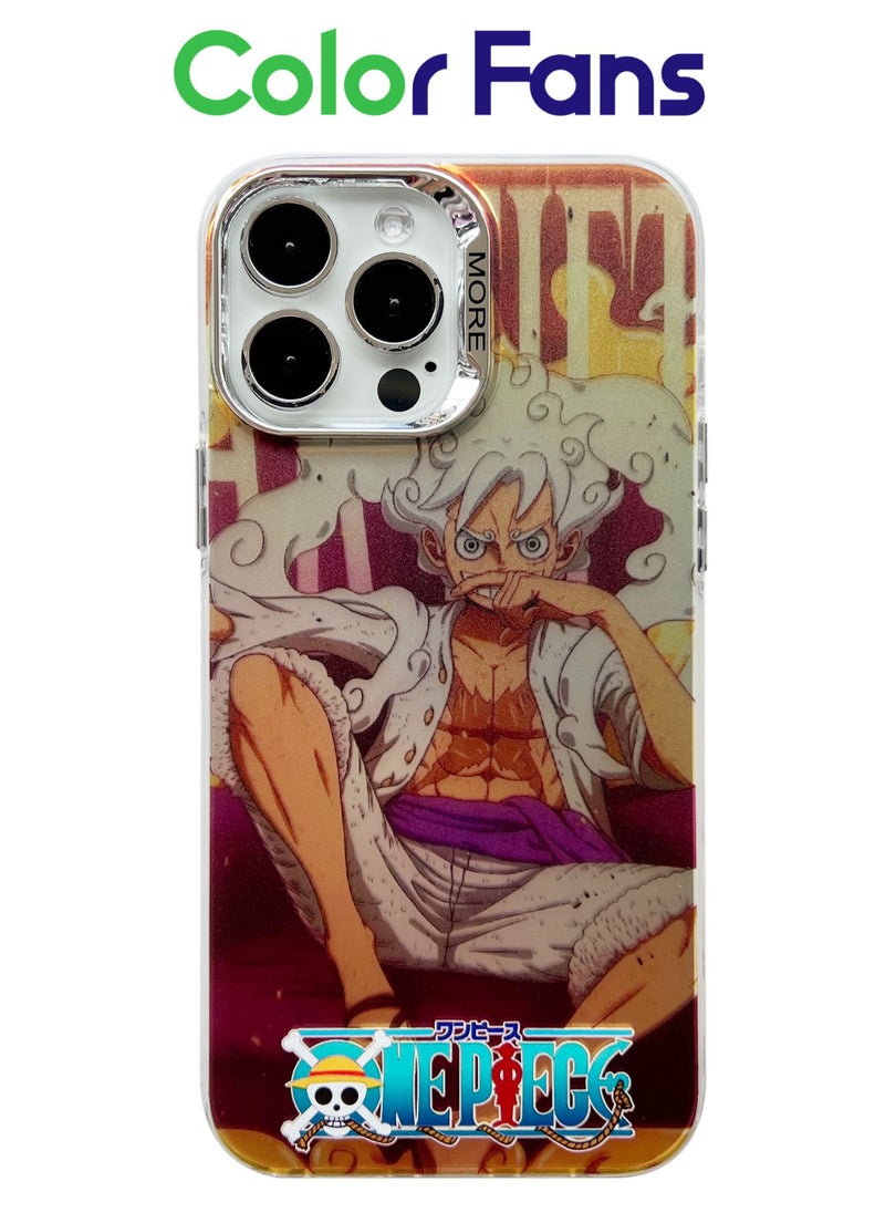 Color Fans - Cover for iPhone 13 Pro Max Electroplated Fluorescent Laser Phone Case with One Piece Pattern - Image 1