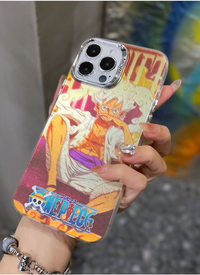 Color Fans - Cover for iPhone 13 Pro Max Electroplated Fluorescent Laser Phone Case with One Piece Pattern - Image 1