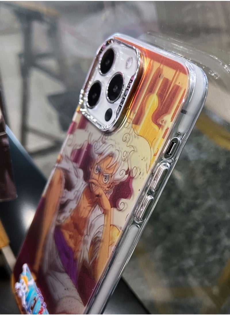 Color Fans - Cover for iPhone 13 Pro Max Electroplated Fluorescent Laser Phone Case with One Piece Pattern - Image 1