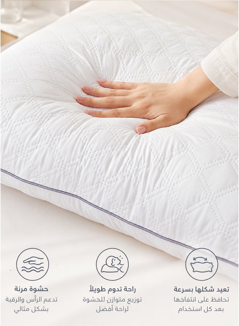 Tala Set of 4 Sleeping Pillows with Silicone Polyester Fiber Filling | 46×70 cm | 14 cm Height | Quilted Design and Everyday Comfort - Image 3