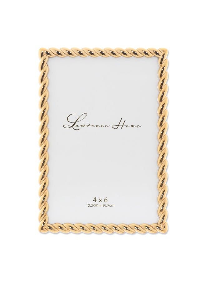 Lawrence Frames Rope Design Metal Frame, 4x6, Gold - Image 1