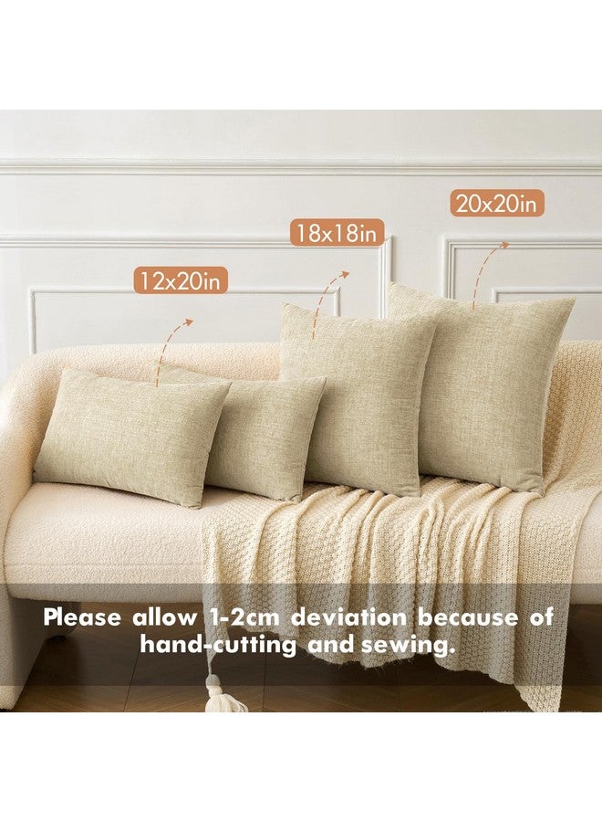 MIULEE Pack of 2 Beige Throw Pillow Covers 18x18 Inch Soft Chenille Pillow Covers for Sofa Living Room Couch Solid Dyed Cases Not Pillow Inserts - Image 4