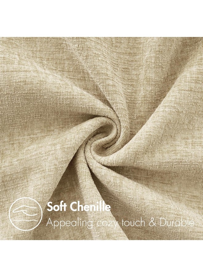 MIULEE Pack of 2 Beige Throw Pillow Covers 18x18 Inch Soft Chenille Pillow Covers for Sofa Living Room Couch Solid Dyed Cases Not Pillow Inserts - Image 2