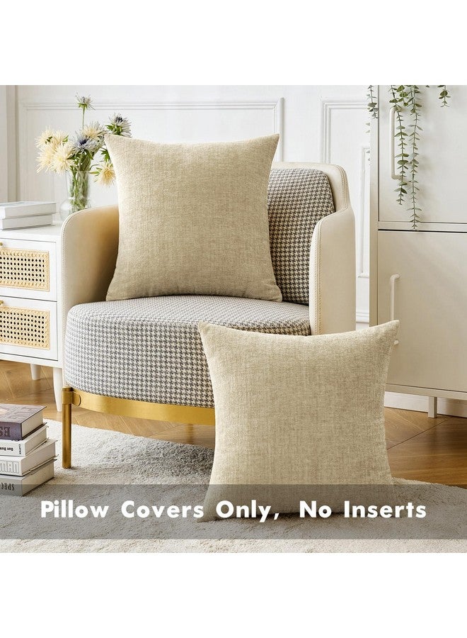 MIULEE Pack of 2 Beige Throw Pillow Covers 18x18 Inch Soft Chenille Pillow Covers for Sofa Living Room Couch Solid Dyed Cases Not Pillow Inserts - Image 5