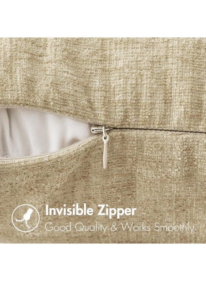 MIULEE Pack of 2 Beige Throw Pillow Covers 18x18 Inch Soft Chenille Pillow Covers for Sofa Living Room Couch Solid Dyed Cases Not Pillow Inserts - Image 3