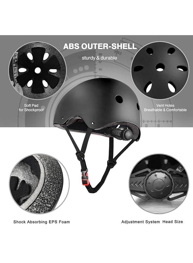 X spring Kids Helmet Pad Set Protective Gear Set For Girls Boys Bicycle Bike Roller Scooter Sport Adjustable Kids Bike Skateboard Accessories Helmet Knee And Elbow Pads Wrist Guards (Small) - Image 2