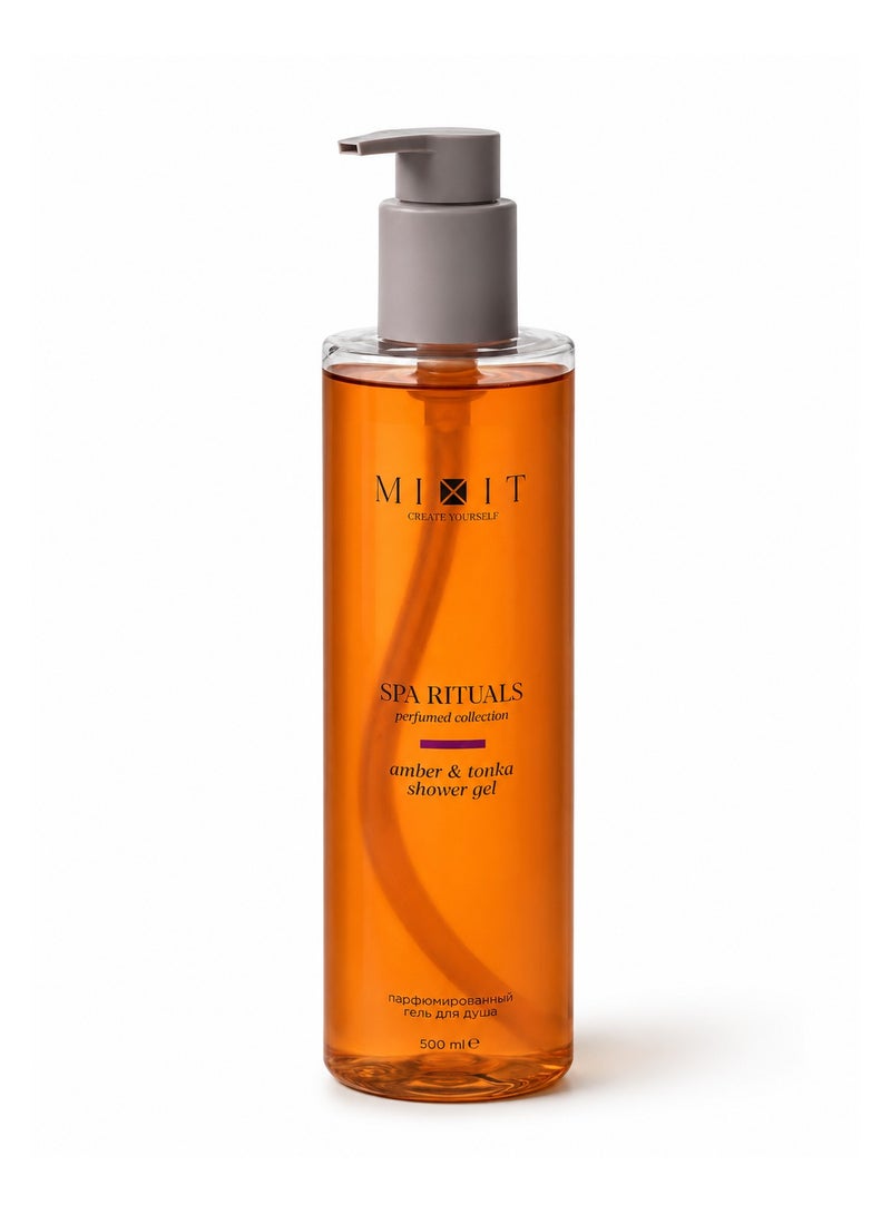 MIXIT Spa Rituals Amber & Tonka Perfumed Shower Gel, Moisturizing Body Wash with Pro-Vitamin B5, 500ml - Image 1