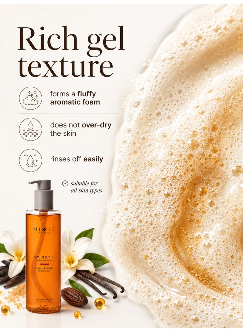 MIXIT Spa Rituals Amber & Tonka Perfumed Shower Gel, Moisturizing Body Wash with Pro-Vitamin B5, 500ml - Image 5