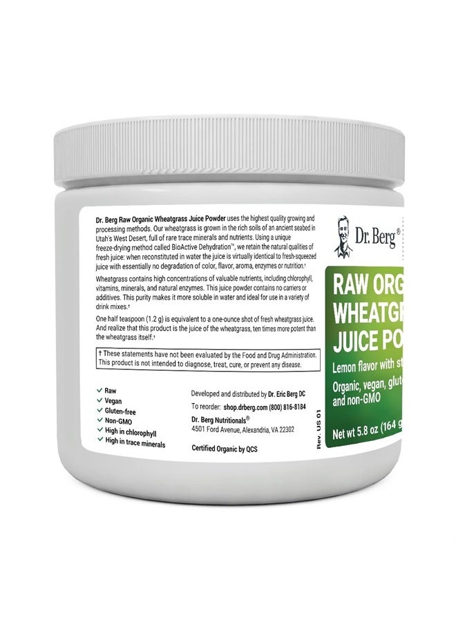 Dr. Bergs Nutritionals - Dr. Berg USDA Certified Organic Green Powder Superfood (60 Servings) - Made with Raw Wheatgrass Powder, Chlorophyll, Trace Minerals & Natural Enzymes - Non-GMO Green Superfood Powder - Lemon Flavor - Image 1
