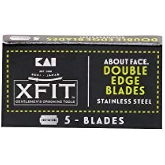 أبوت فيس شفرات حلاقة أمان مزدوجة الحواف من Kai Xfit 5 شفرات شفرات حلاقة متينة من الفولاذ المقاوم للصدأ مع حافة قطع فائقة للحلاقة الدقيقة استخدامات متعددة تناسب جميع شفرات الحلاقة DoubleEdge - Image 3