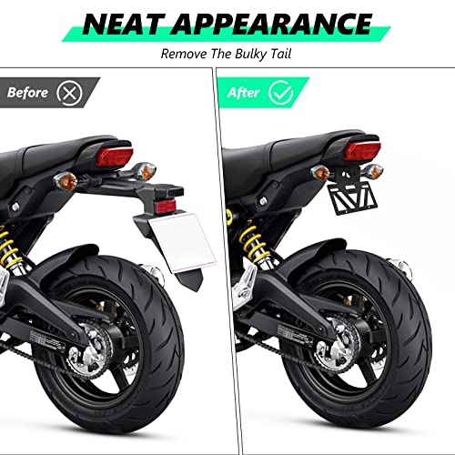 INKUDRI 2025 Grom Fender Eliminator 2024 Grom Tail Tidy 2025 Grom License Plate Bracket Mount 2022 Grom License Plate Holder Fit with OEM & Aftermarket Turn Signals MSX125 Grom 2025 2024 2023 2022 - Image 5