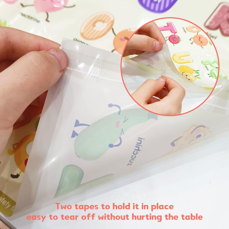 CartaChic Disposable Placemats for Baby & Toddlers â€“ Sticky Table Mats for Restaurants, Dining Table, Preschool & Parties â€“ 5 Fun Designs Animal, Fruit, Alphabet, Star & Shape â€“ 40-Pack, 12x16 Inches - Image 5