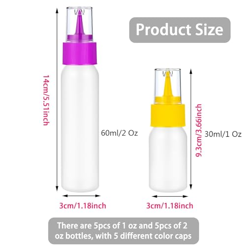 suoundey 10pcs Squeeze Writer Bottles 30ml/60ml Plastic Icing Bottles Small Easy Squeeze Bottle 1 And 2 Ounce For Cakes Cookie Decorating, Food Coloring, Food DIY & Ice Cream Decoration - Image 2