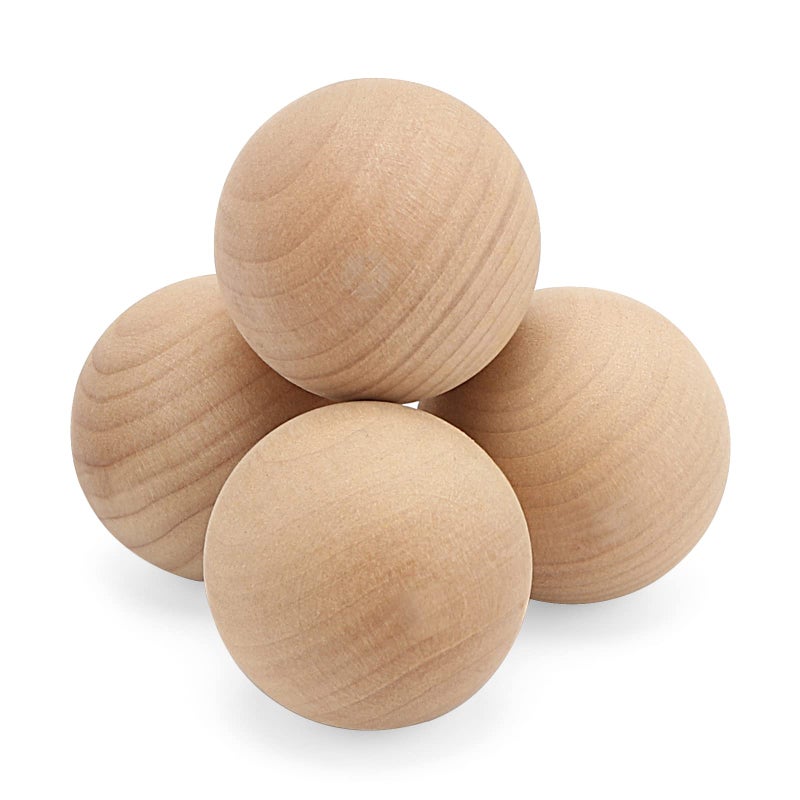 MOUYAT 4 Pieces 3 Inch Large Wooden Round Balls 75cm Unfinished Hardwood Craft Solid Wood Balls Natural Wooden Balls for Crafts Arts DIY Projects Woodworking