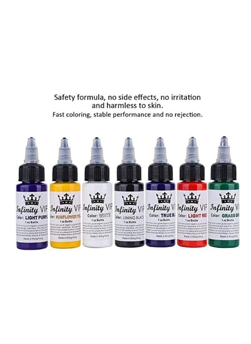 BLOOMING TIME - 7 Colors Tattoo Ink Set, Body Color Semi-permanent Tattoo Inks Set Professional Longlasting Eyeliner Eyebrow Lip Tattoo Pigment Ink Set for Tattoo Machine - Image 1